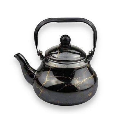 Teapot Set Enamel Black Marbel 2000ML