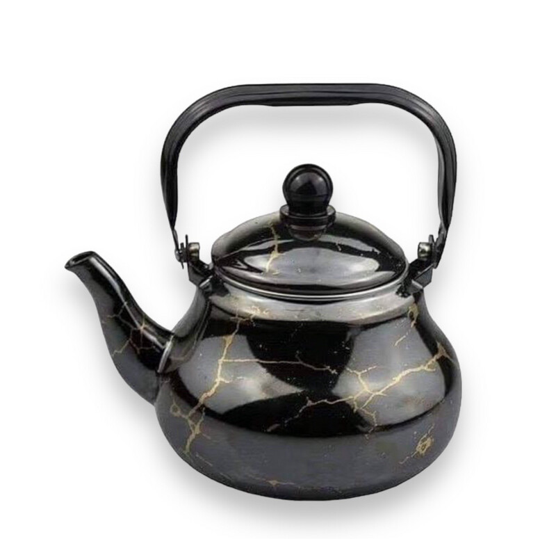 Teapot Set Enamel Black Marbel 2000ML