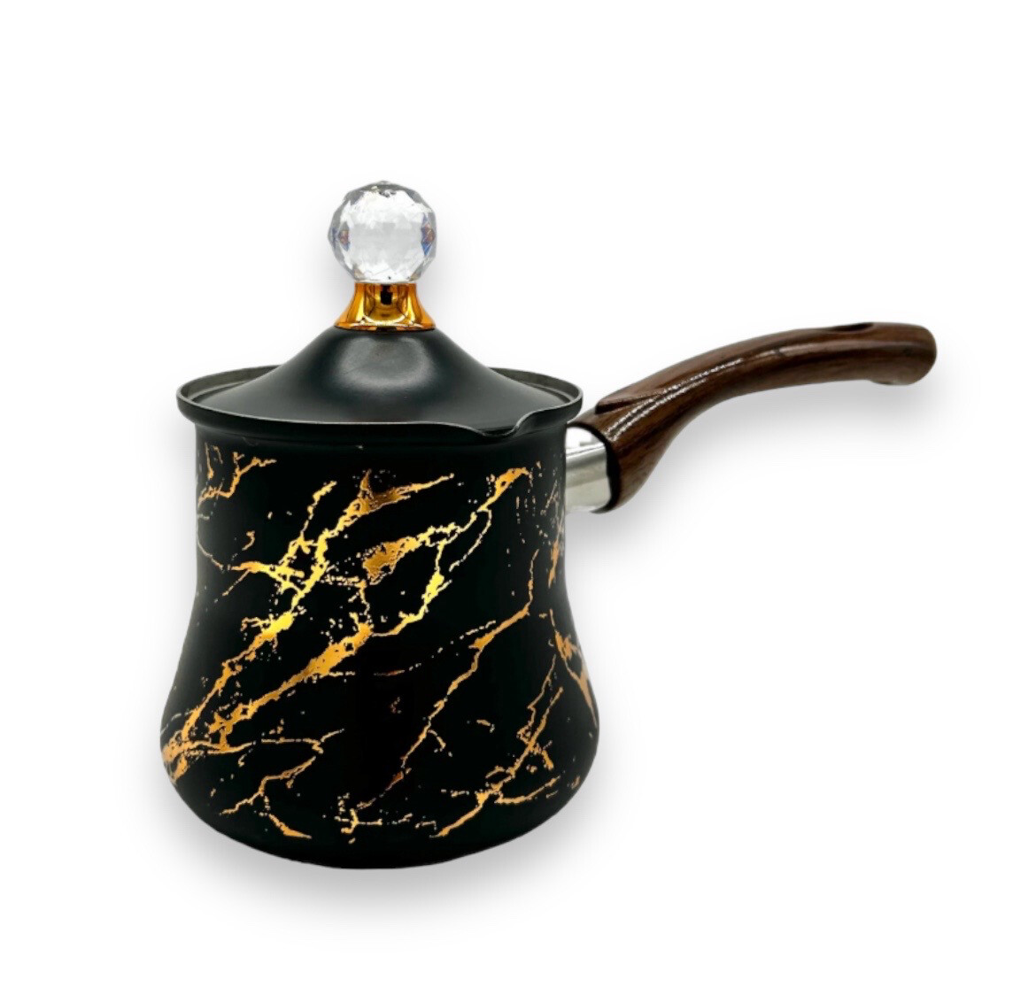 Black on Gold Stainless Steel Turkish Coffee, Milk Warmer 