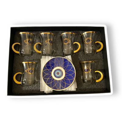 Blue Eye Tea Set With Handle &amp; Saucer 6Pcs