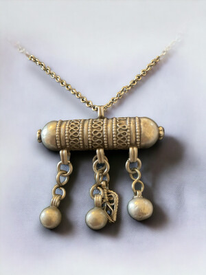 Hirz or known as Kiitab Amulet old silver necklace كتاب او حرز