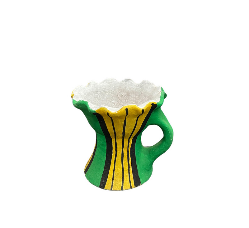 Green &amp; Yellow Stripes Incense Burner Clay  مبخرة فخار ، مجمر