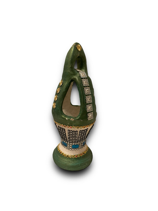 Handmade Green Incense Burner for Hair and Occasions مبخرة فخار باللون الاخضر للشعر والمناسبات 