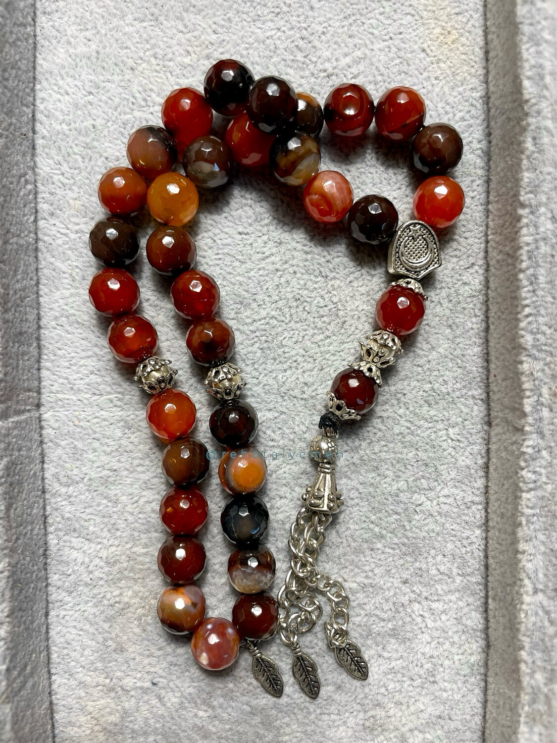 Brown Yemeni Agate Tasbih 33 Beads سبحة عقيق يماني لون بني  