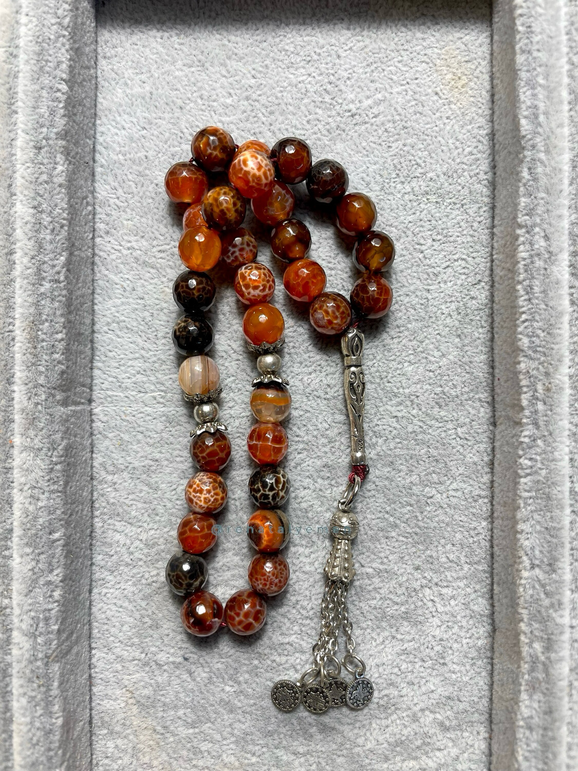 Brown Yemeni Agate Tasbih 33 Beads سبحة عقيق يماني لون بني  
