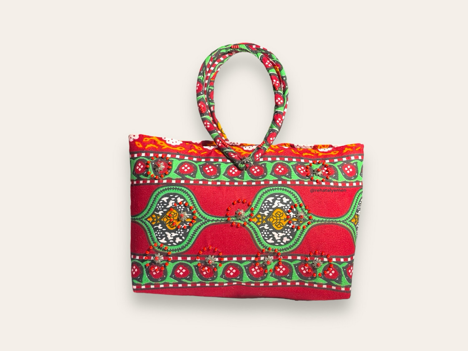 Sanani Sitara Handbag Sticker with Red Beads  