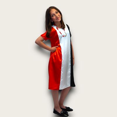 Yemeni Pride Tricolour Knee-Length Dress for Girls