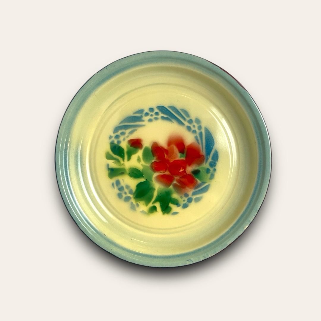 Vintage Enamelware Tray Bowl Floral 35CM