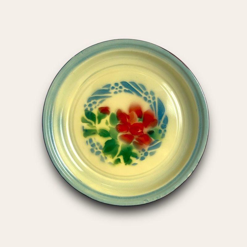 Vintage Enamelware Tray Bowl Floral 35CM