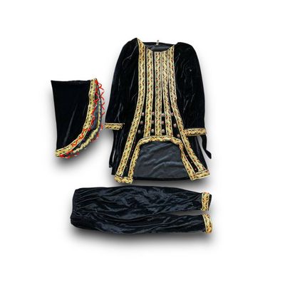 Velvet Tradition Three-Piece Yemeni Set | Traditional Girls Gharqoosh Costume - 4-5 years