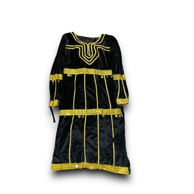 Traditional Yemeni Velvet Two-Piece Set for Girls (Ages 10-11) | Gold Embroidered Tunic &amp; Trousers