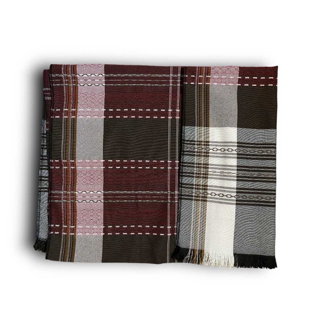 Traditional Lahj Ma&#39;awaz - Elegant Burgundy &amp; Brown Izaar