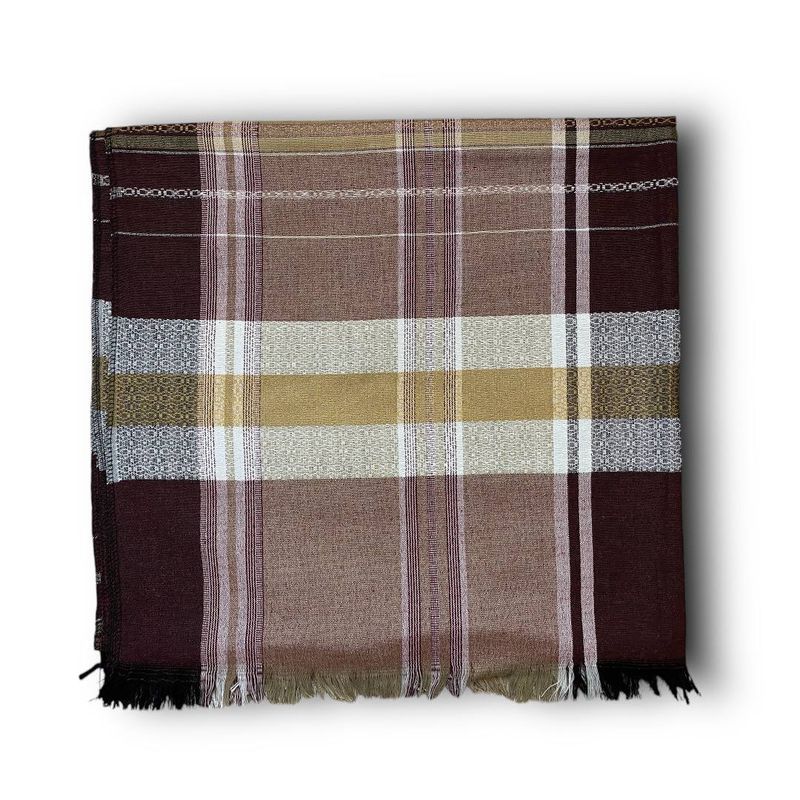 Traditional Plaid Ma&#39;awaz, Izaar - Earth &amp; Gold Tones