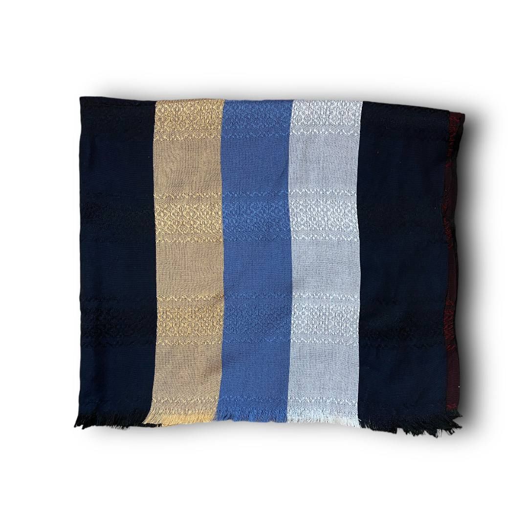 Yemeni Men’s Ma&#39;awaz - Cool Blue &amp; Neutral Stripe Design