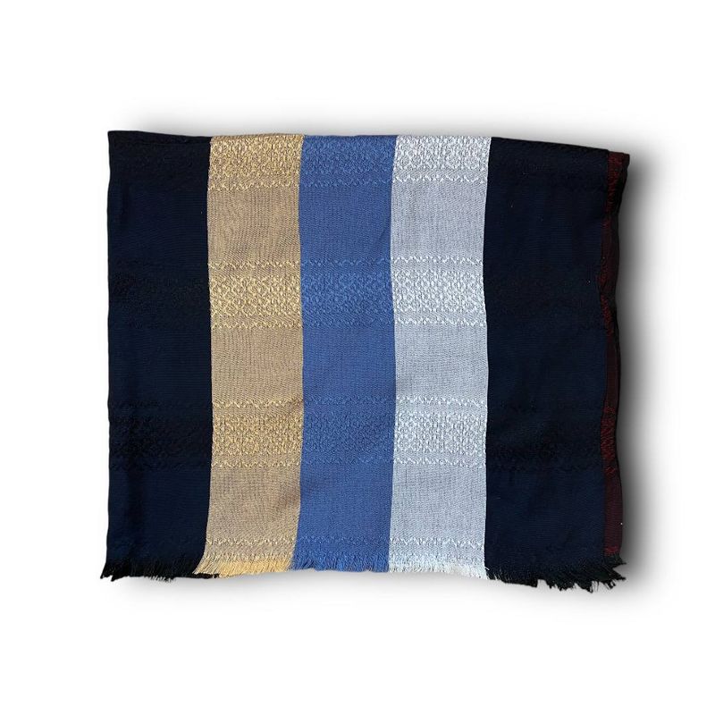 Yemeni Men’s Ma&#39;awaz - Cool Blue &amp; Neutral Stripe Design