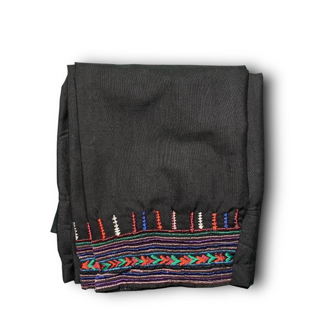 Traditional Sabri Ta&#39;izi Trousers - Black with Colourful Embroidery - بنطلون صبري تعزي تقليدي