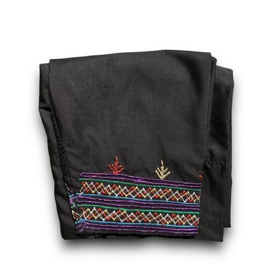 Traditional Sabri Ta&#39;izi Trousers - Black with Colourful Geometric Embroidery - بنطلون صبري تعزي تقليدي أسود