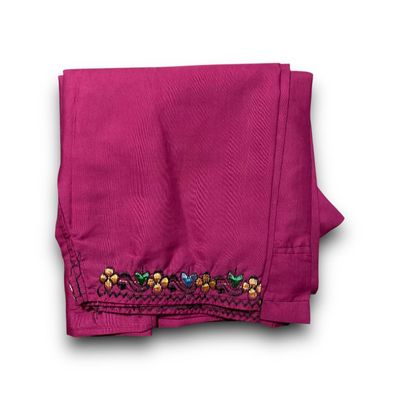 Traditional Sabri Ta&#39;izi Trousers - Pink with Floral Embroidery - بنطلون صبري تعزي تقليدي - وردي بتطريز زهري