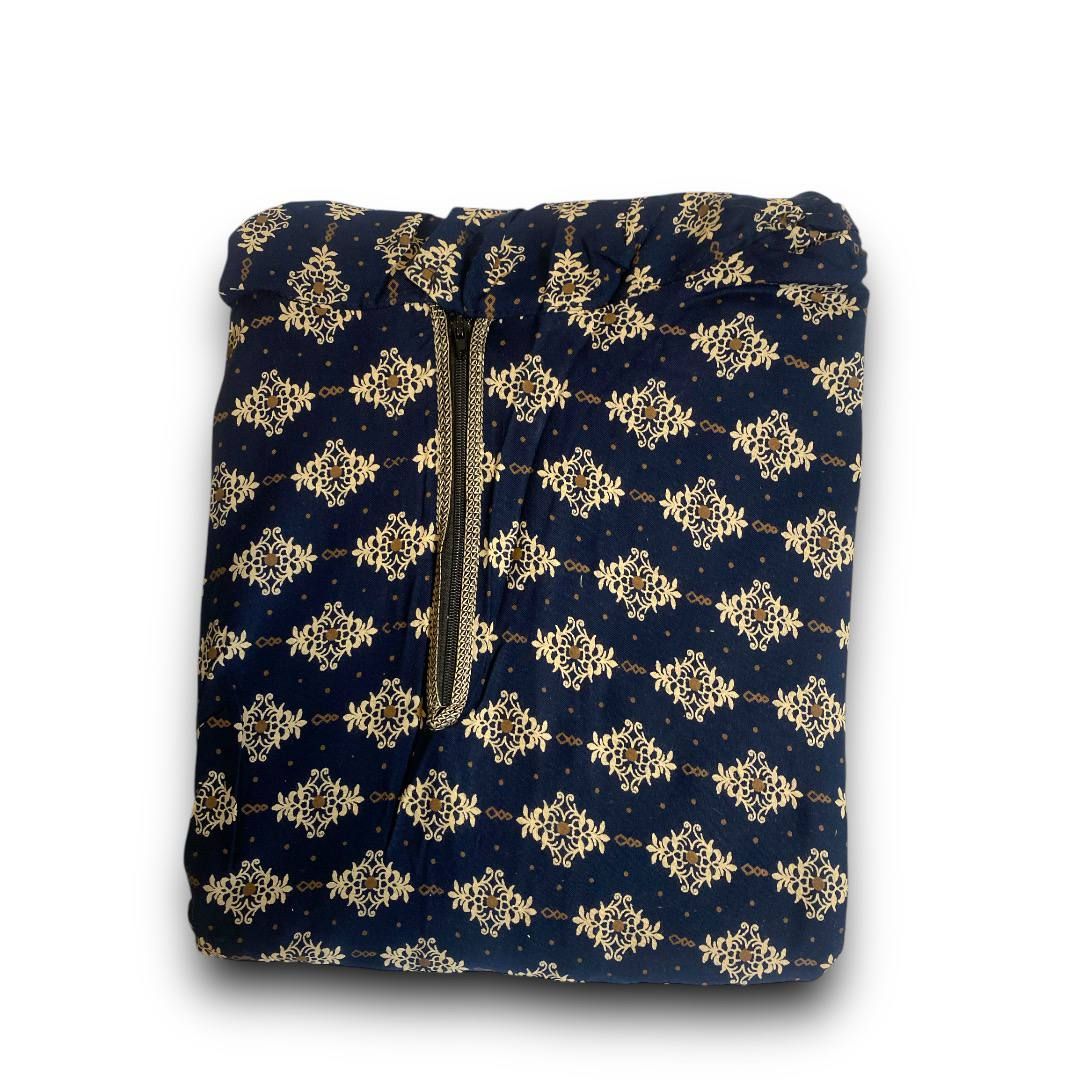 Golden Lattice Prayer Dress with Zip &amp; Attached Hijab - PD3 - فستان صلاة النقوش الذهبية بسحاب وحجاب مرفق