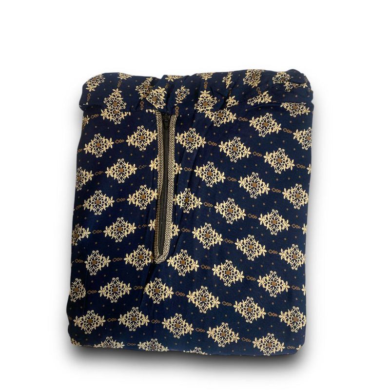 Golden Lattice Prayer Dress with Zip &amp; Attached Hijab - PD3 - فستان صلاة النقوش الذهبية بسحاب وحجاب مرفق
