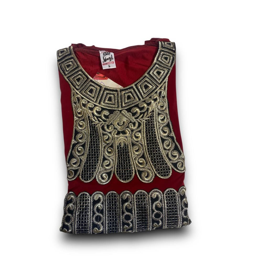 Royal Scarlet Embroidered Prayer Dress - PD13 - فستان صلاة ملكي مطرز باللون القرمزي