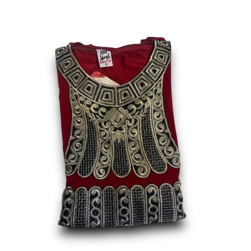 Royal Scarlet Embroidered Prayer Dress - PD13 - فستان صلاة ملكي مطرز باللون القرمزي