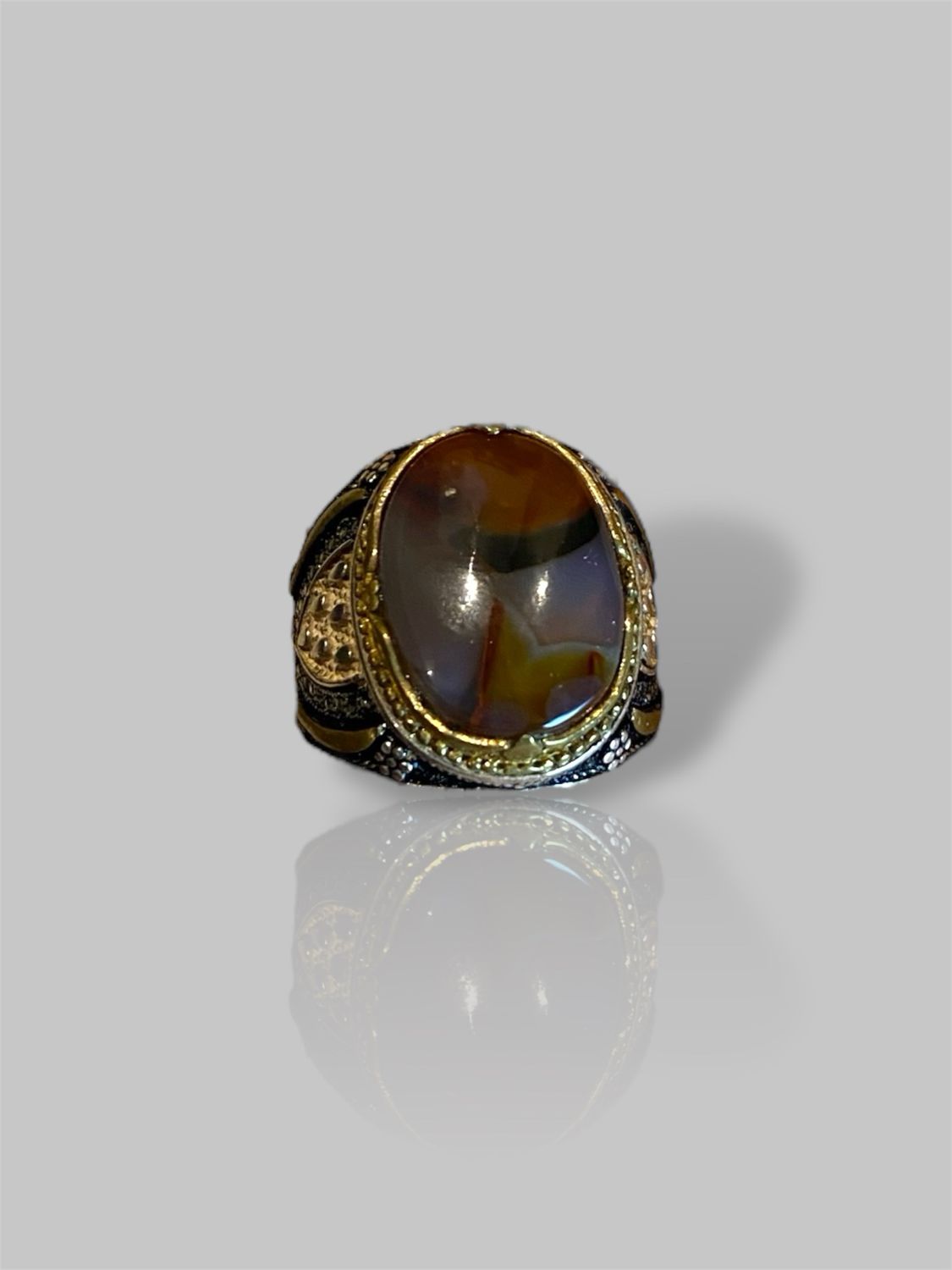 Men’s Yemeni Aqeeq (Agate) stone ring خاتم رجالي عقيق يمني