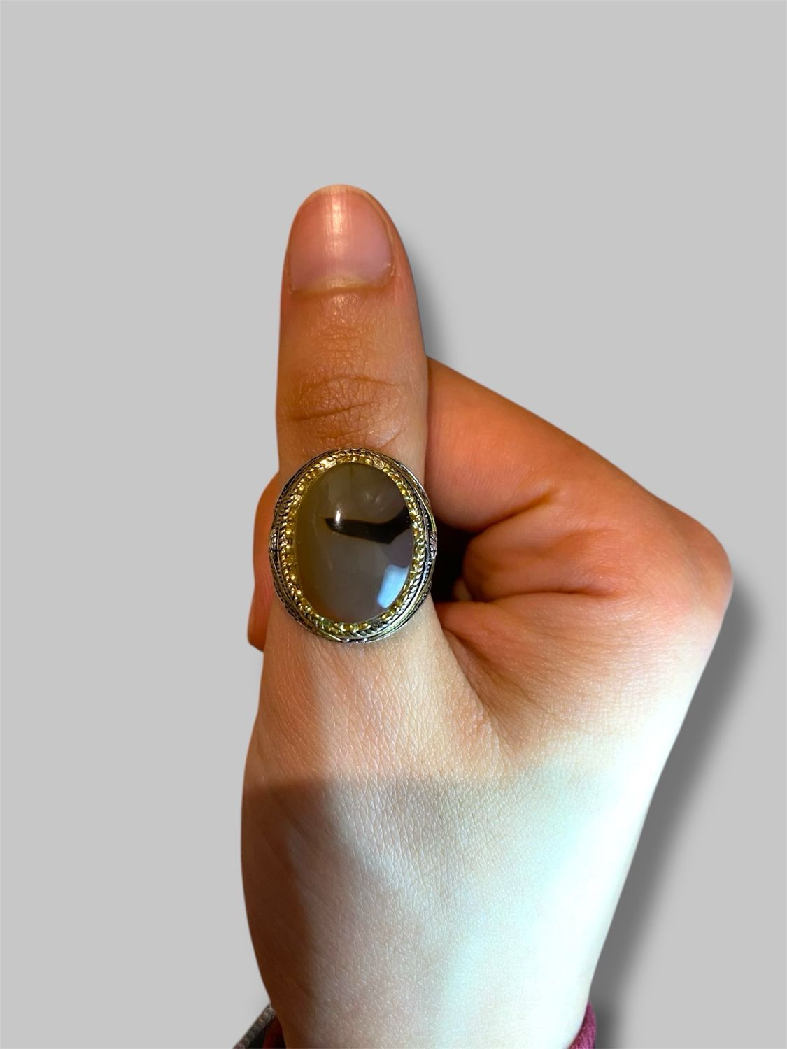 Men’s Yemeni Aqeeq (Agate) stone ring  خاتم رجالي عقيق يمني