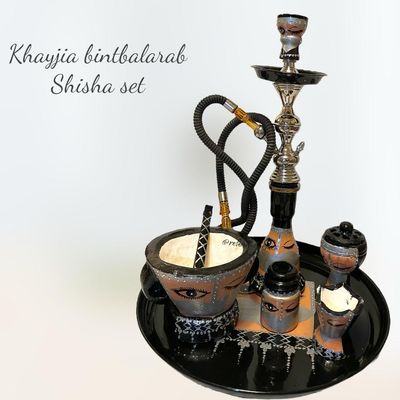 طقم شيشة برسم تراث الستارة الصنعاني traditional Sanaani shisha set 