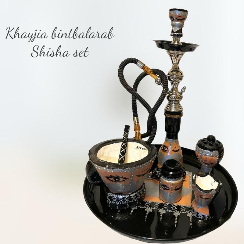 طقم شيشة برسم تراث الستارة الصنعاني traditional Sanaani shisha set 