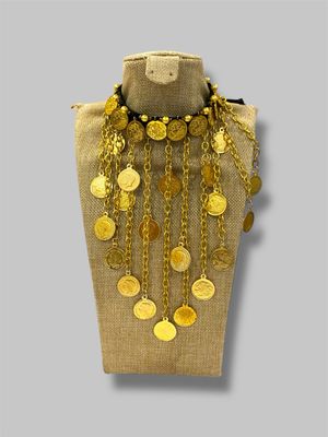 Gold chain necklace قلادة العملات الذهبية