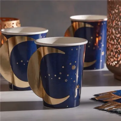 Eid 3D Moon Paper Cups - 266ml  8pk