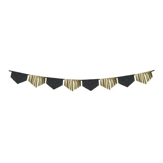 Black &amp; Gold Scalloped Fringe Garland - 3m