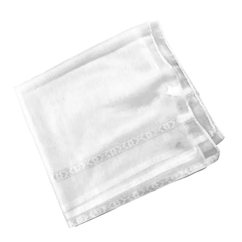 Classic White Shawl with Subtle Embroidery