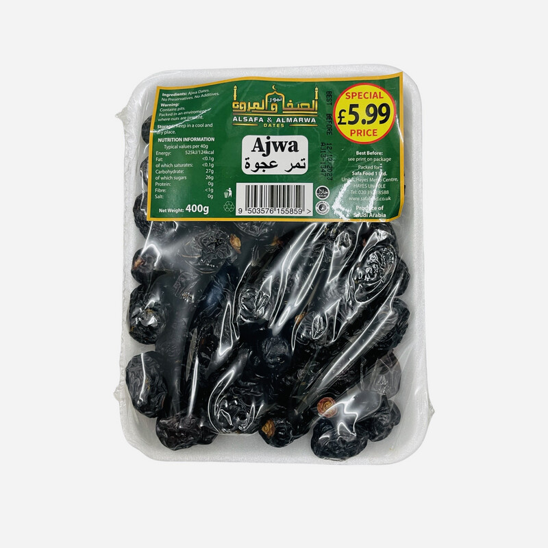 Alsafa &amp; Almarwa Dates (Ajwa) 400g -  تمور الصفاء والمروا تمر عجوة