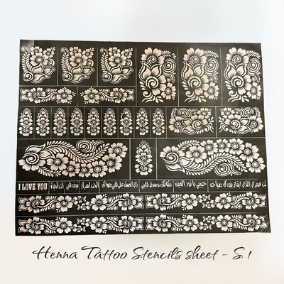 Full body Henna Tattoo Stencils sheet -  طابعات حناء