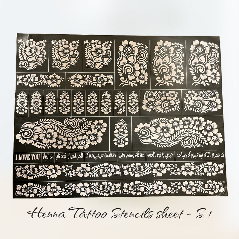 Full body Henna Tattoo Stencils sheet -  طابعات حناء