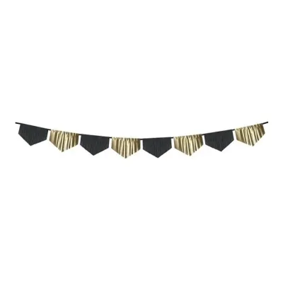 Black &amp; Gold Scalloped Fringe Garland - 3m