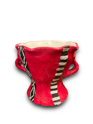 Red Censer/ Incense Burner - مجمر/مبخره حمراء بخطوط أبيض و أسود