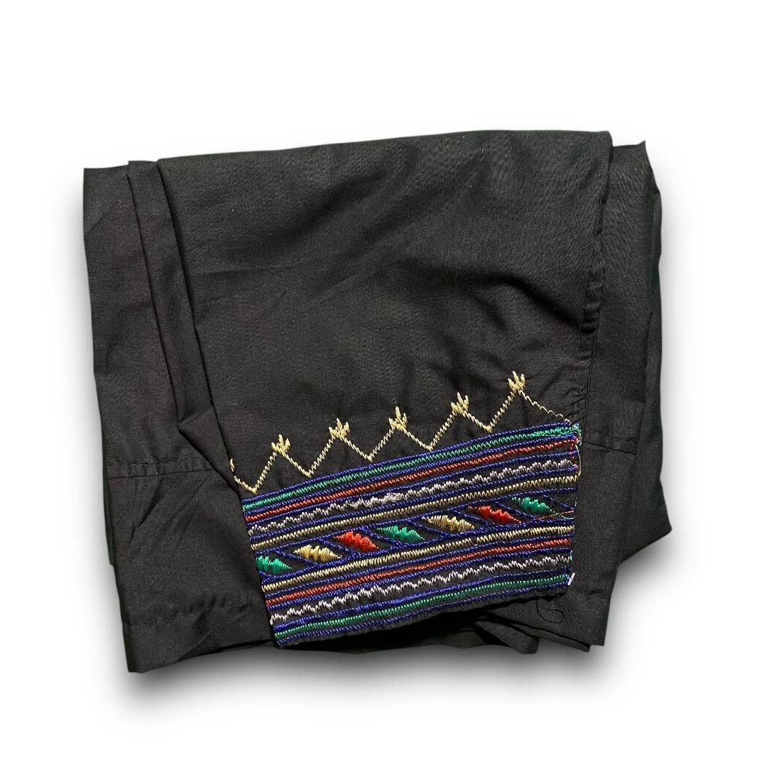 Traditional Sabri Ta'izi Trousers - Black with Elegant Diamond Embroidery - بنطلون صبري تعزي تقليدي أسود