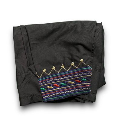 Traditional Sabri Ta'izi Trousers - Black with Elegant Diamond Embroidery - بنطلون صبري تعزي تقليدي أسود