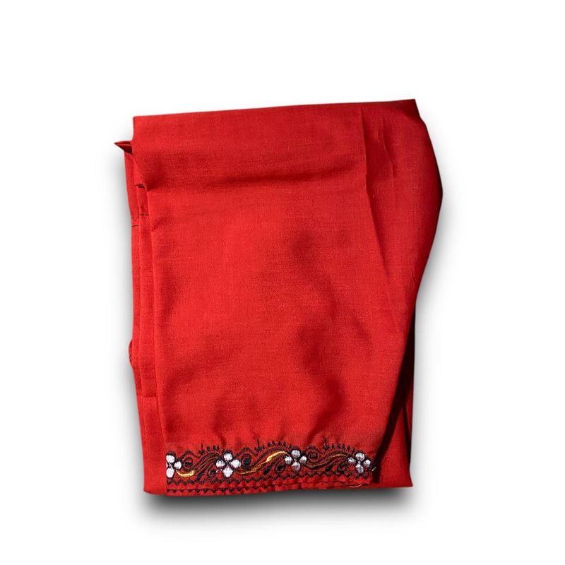 Traditional Sabri Ta'izi Trousers - Red with Floral Embroidery - بنطلون صبري تعزي تقليدي - أحمر بتطريز ذهبي أنيق