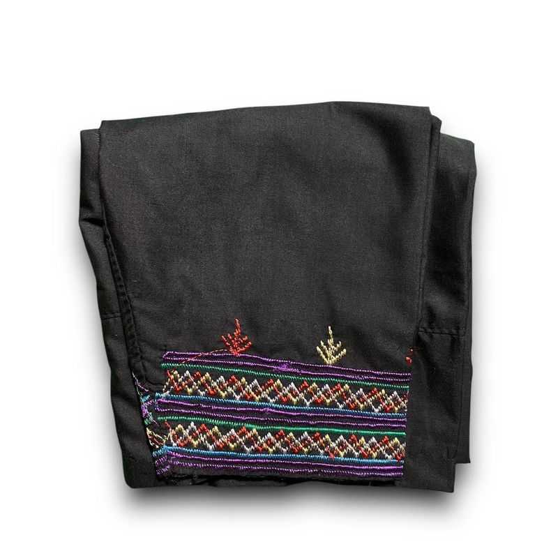 Traditional Sabri Ta'izi Trousers - Black with Colourful Geometric Embroidery - بنطلون صبري تعزي تقليدي أسود