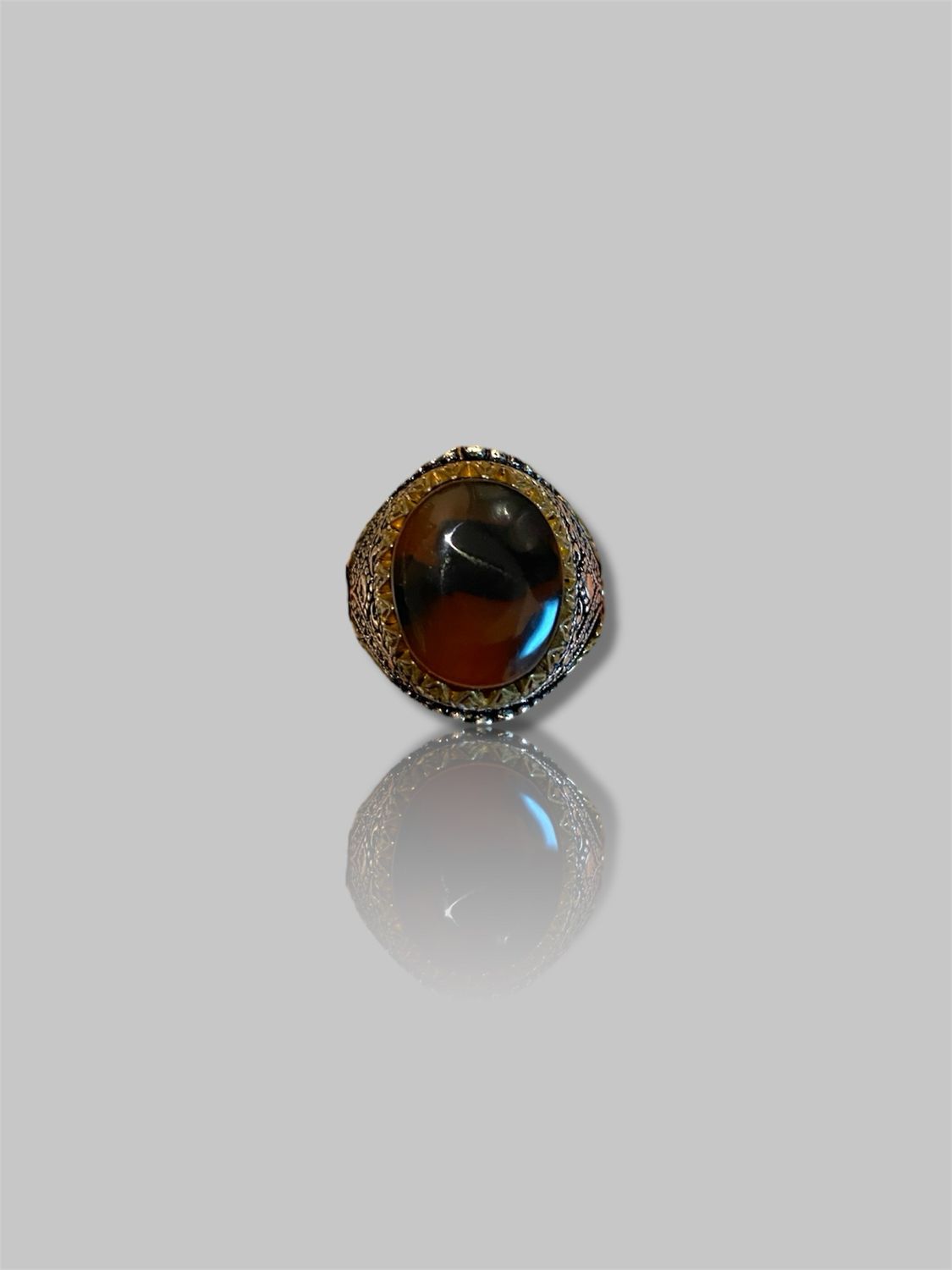 Men's Yemeni Aqeeq (Agate) stone ring خاتم رجال عقيق يمني 