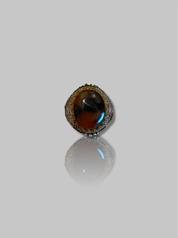 Men's Yemeni Aqeeq (Agate) stone ring خاتم رجال عقيق يمني 