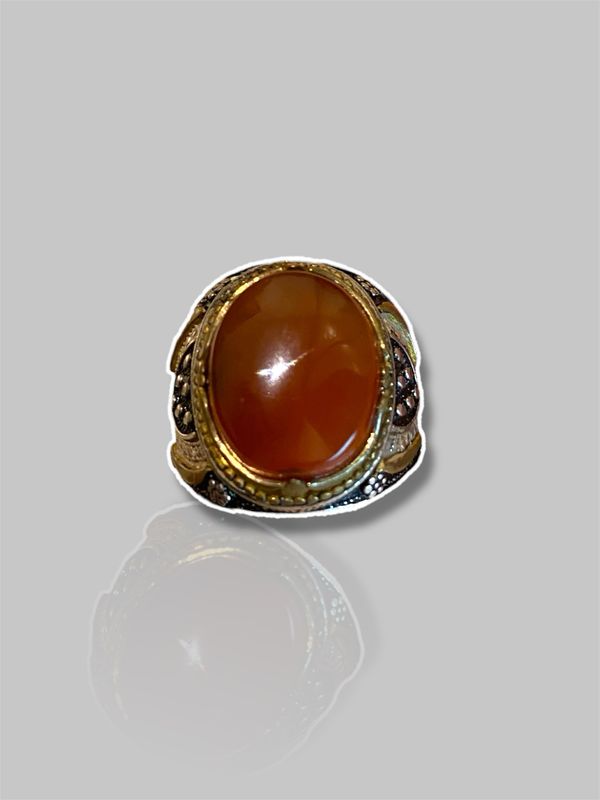 Men's Yemeni Aqeeq (Agate) stone ring خاتم رجال عقيق يمني 