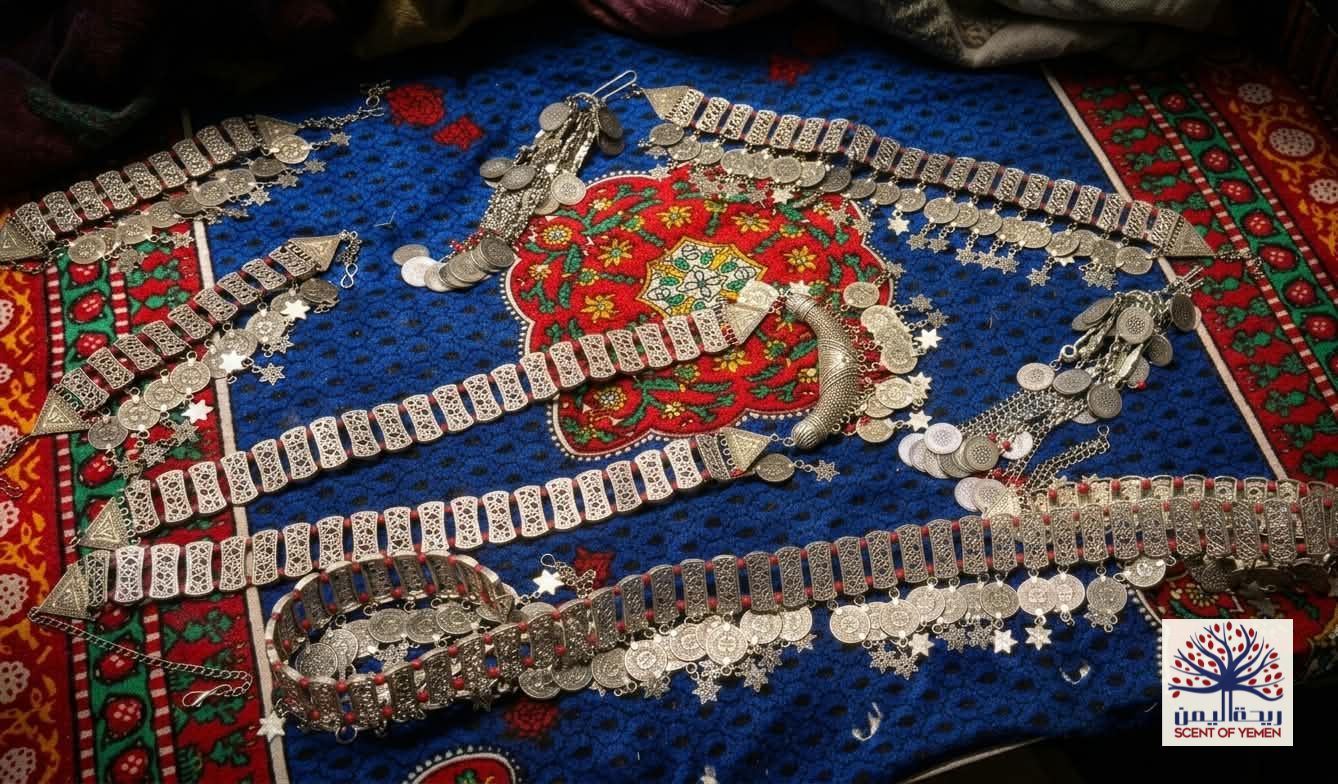 Silver Set 4 - Silver Necklace, Belt, Earrings, Bracelet, Head Piece + طقم ملبس ب الفضة 4  ,سلسلة عنق ,سلسلة يد, سلسلة راس , حزام