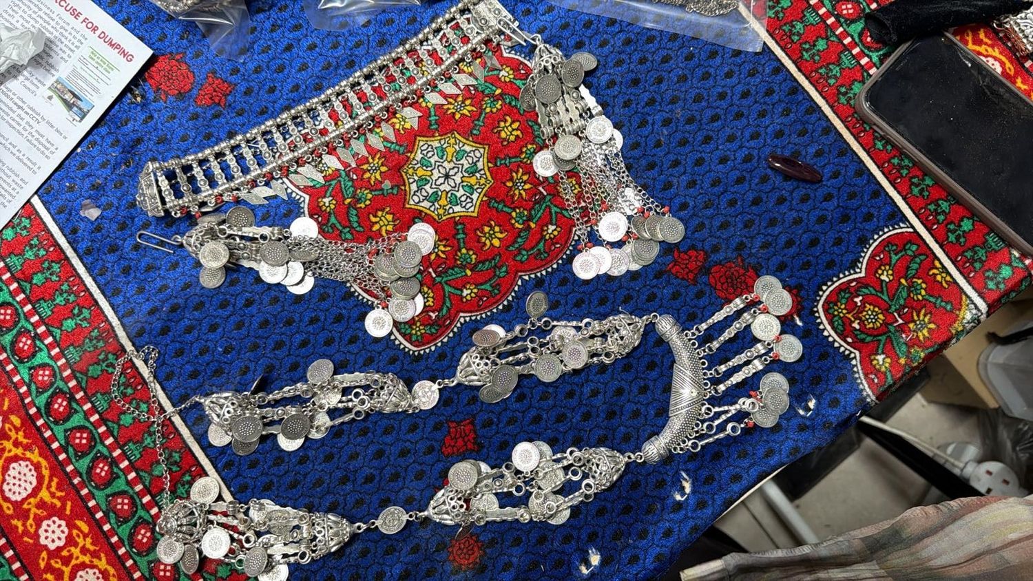Silver Set 2- Long Necklace, Earrings, Bracelet - طقم ملبس ب   الفضة   ,سلسلة عنق ,سلسلة يد، حلق