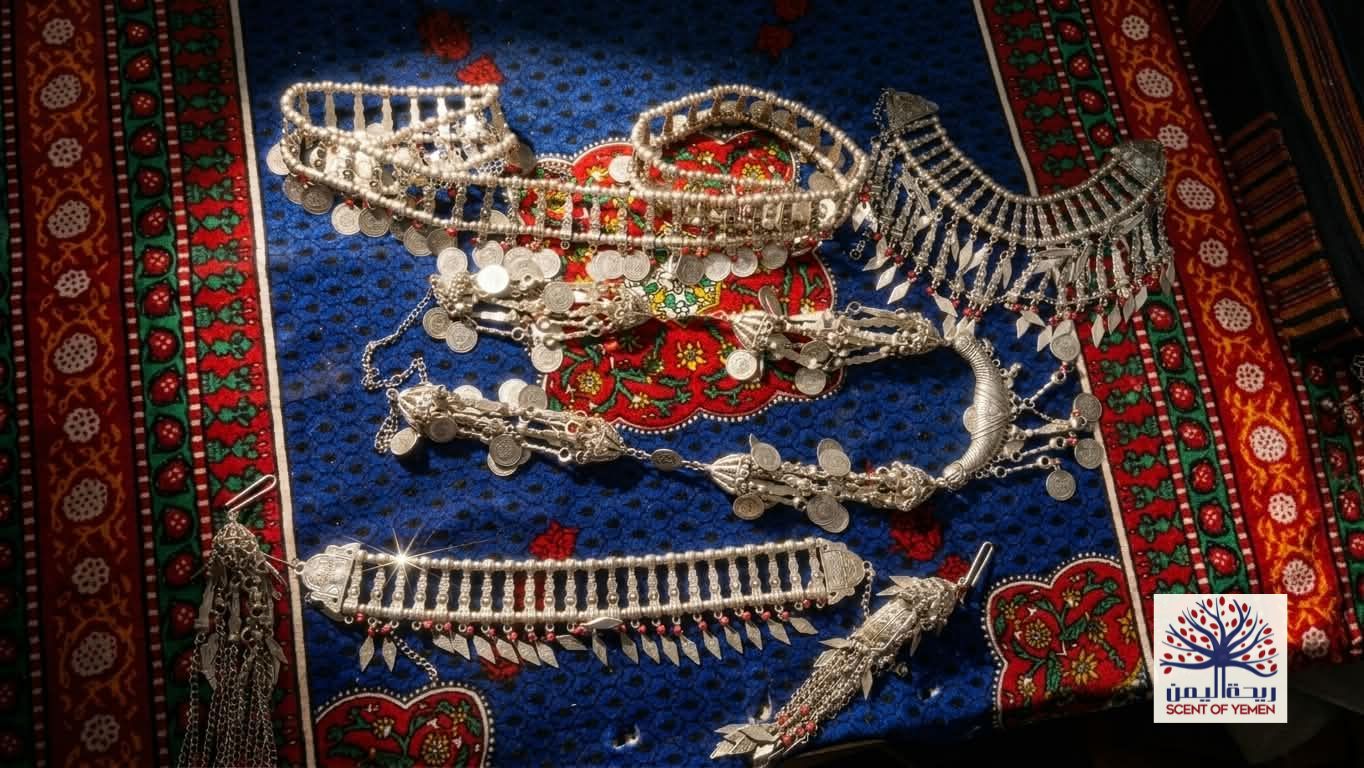 Silver Set 1 B_Silver Short Necklace, Long Necklace, Belt, Earrings, Bracelet, Head Piece - طقم ملبس بالفضة 4، سلسلة عنق   ،سلسلة يد، سلسلة راس حزام   ​
