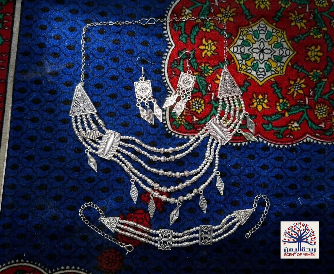 Silver Set 3 - Necklace, Bracelet, Earrings -​طقم ملبس ب الفضة    , سلسلة عنق, سلسلة يد , حلق